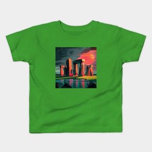 Stonehenge in Abstract Sunset Kids T-Shirt